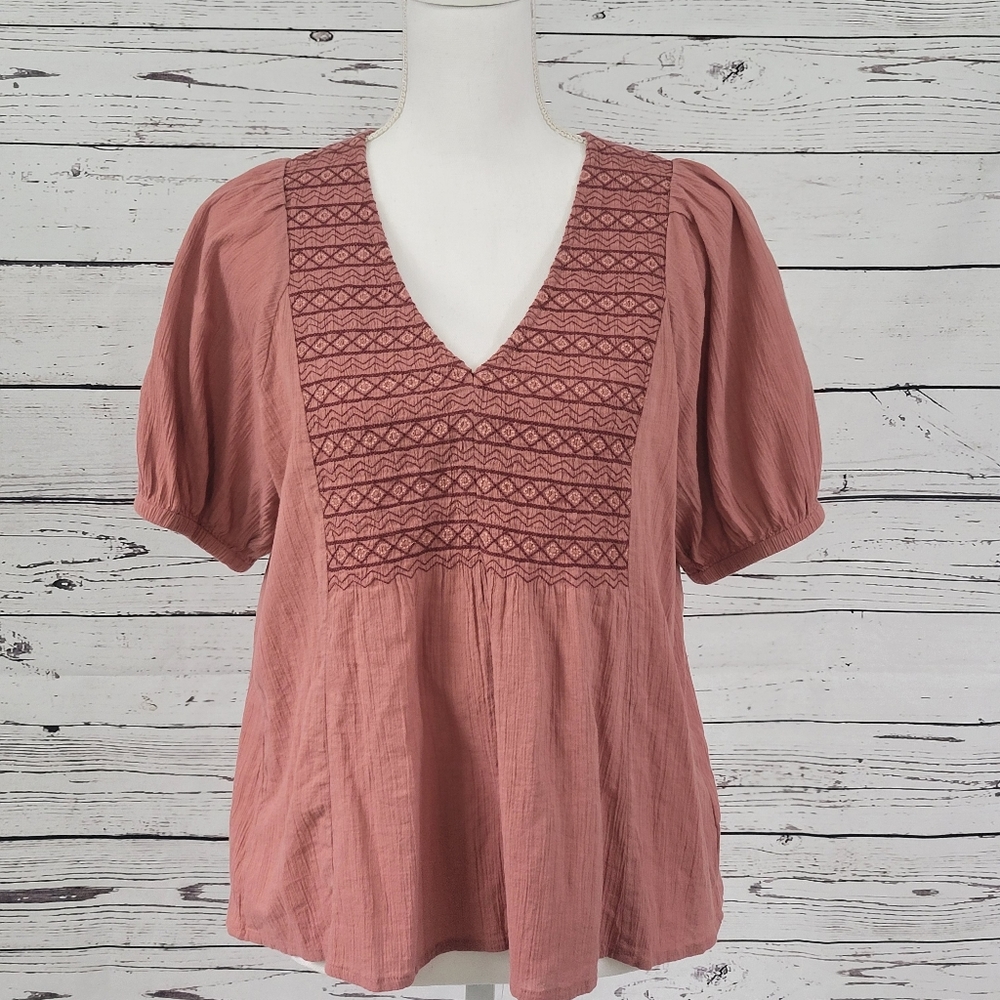 Madewell embroidered yoke top
